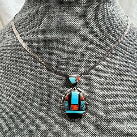 Carolyn Pollack Sterling Silver Multi-stone Channel
Inlay Pendant.😍🥰😘💕 - Picture 6 of 8